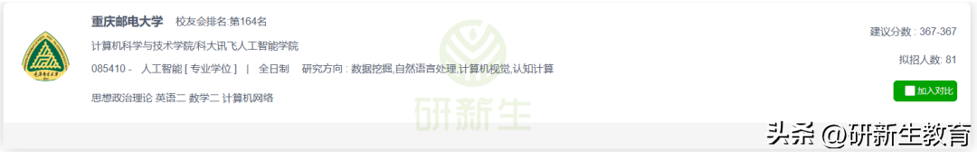 ai考研推荐,性价比之王重庆邮电大学人工智能考研分析(图1) ai考研推荐,性价比之王重庆邮电大学人工智能考研分析(图1)